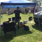 Ric Viers relaxes under the sound canopy on a hot summer day.