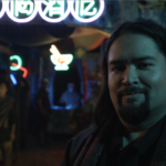 Actor Aaron Golematis during a night shoot on the Khong Chiam set. Photo by Alexander Jacobson.